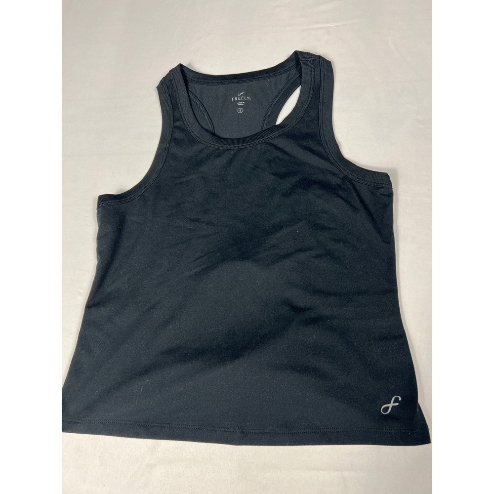 Freely Womens Black Racerback Active Tank Top Twist Back Cutout Size Small